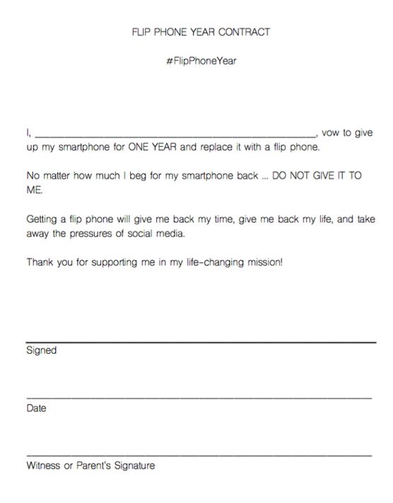 flip phone one year contract